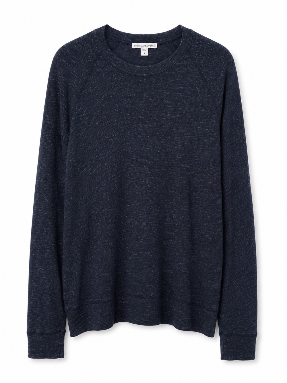James Perse Standard Gray Heather Slub Knit Crewneck Sweatshirt Size 2 USA